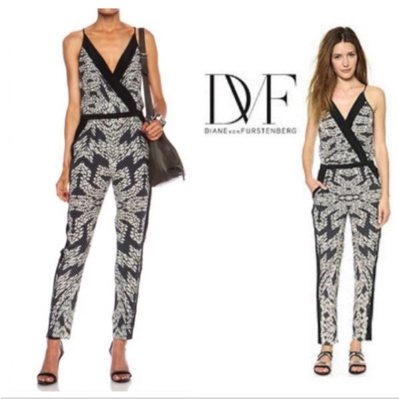 Diane Von Furstenberg Shany Jumpsuit Romper size 6 medium - Picture 4 of 14